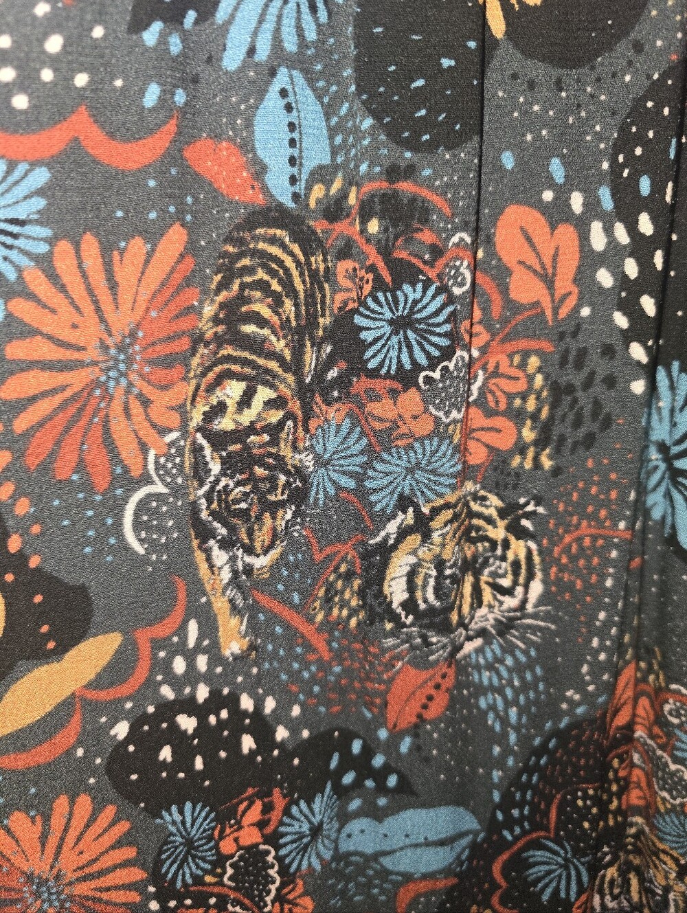 Free People Tiger Pint Maxi Dress with Blue and Rust Floral Accents 100% Rayon - Picture 13 of 14